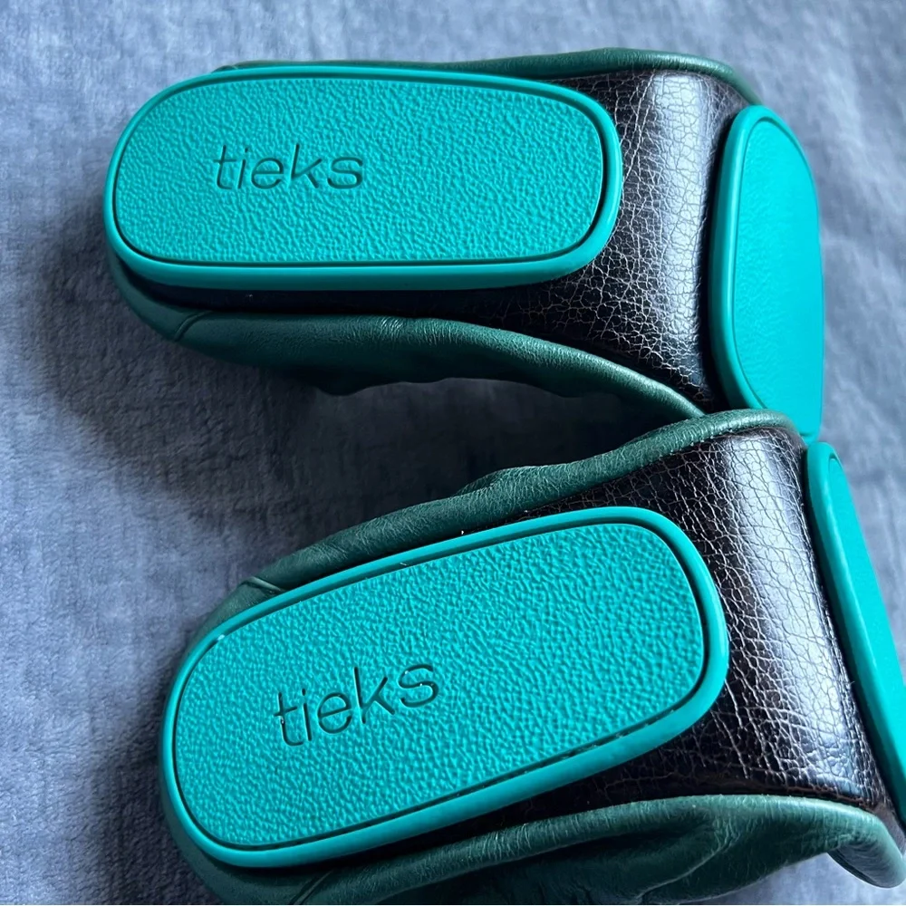Tieks By Gavriely Flat Shoes Sz 7 Pacific Green Leather Ballet  Flats Foldable - Picture 12 of 17